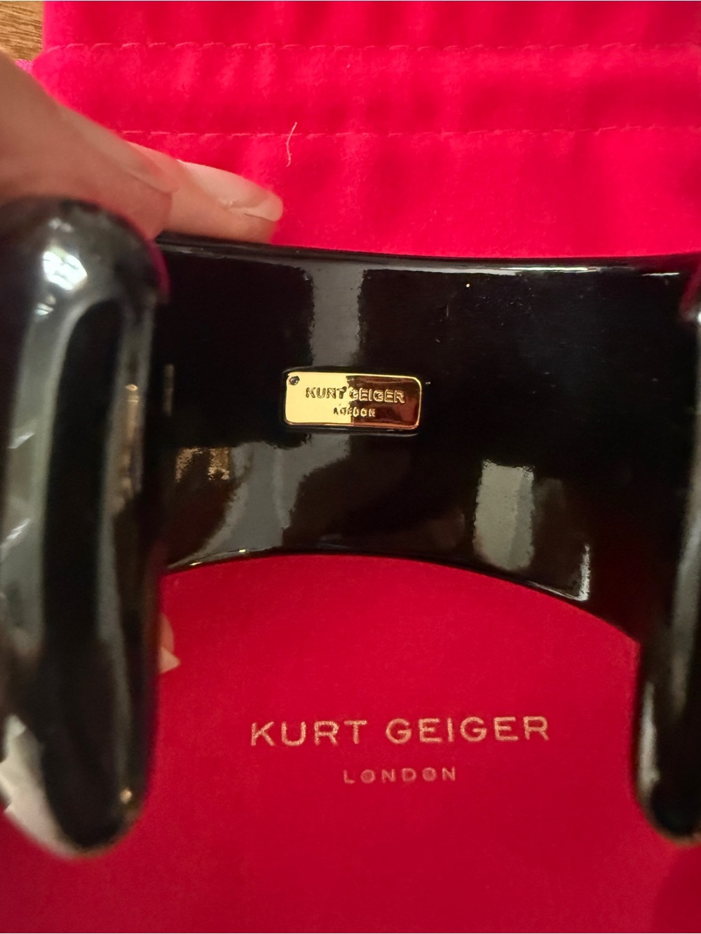 Kurt Geiger Black Resin Bracelet with Teal Gem and Clear Crystals - Picture 3 of 8